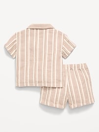 Image number 2 showing, Short-Sleeve Textured Striped Shirt and Shorts Set for Baby