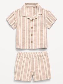 Image number 3 showing, Short-Sleeve Textured Striped Shirt and Shorts Set for Baby