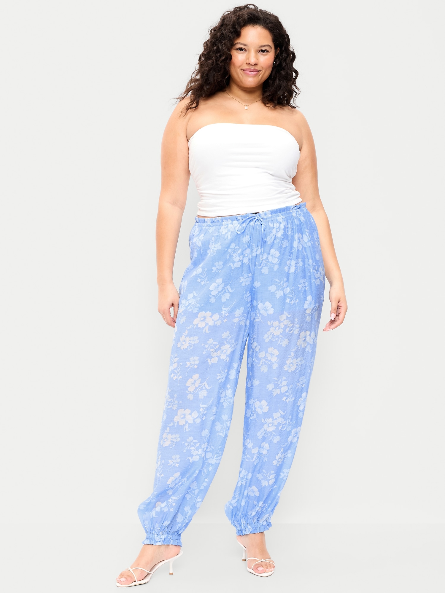 High-Waisted Sheer Chiffon Harem Pants