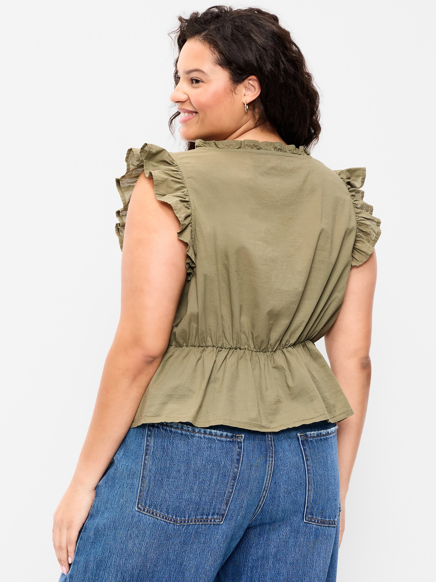 Flutter-Sleeve Embroidered Top