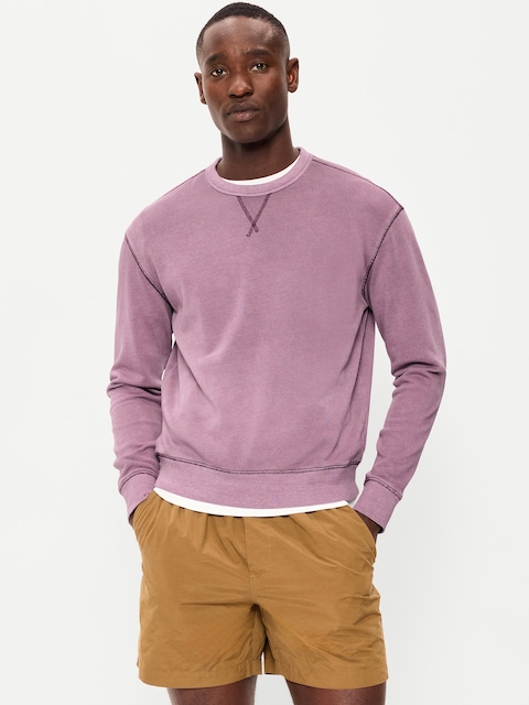 Loose Garment-Washed Crew-Neck Sweatshirt