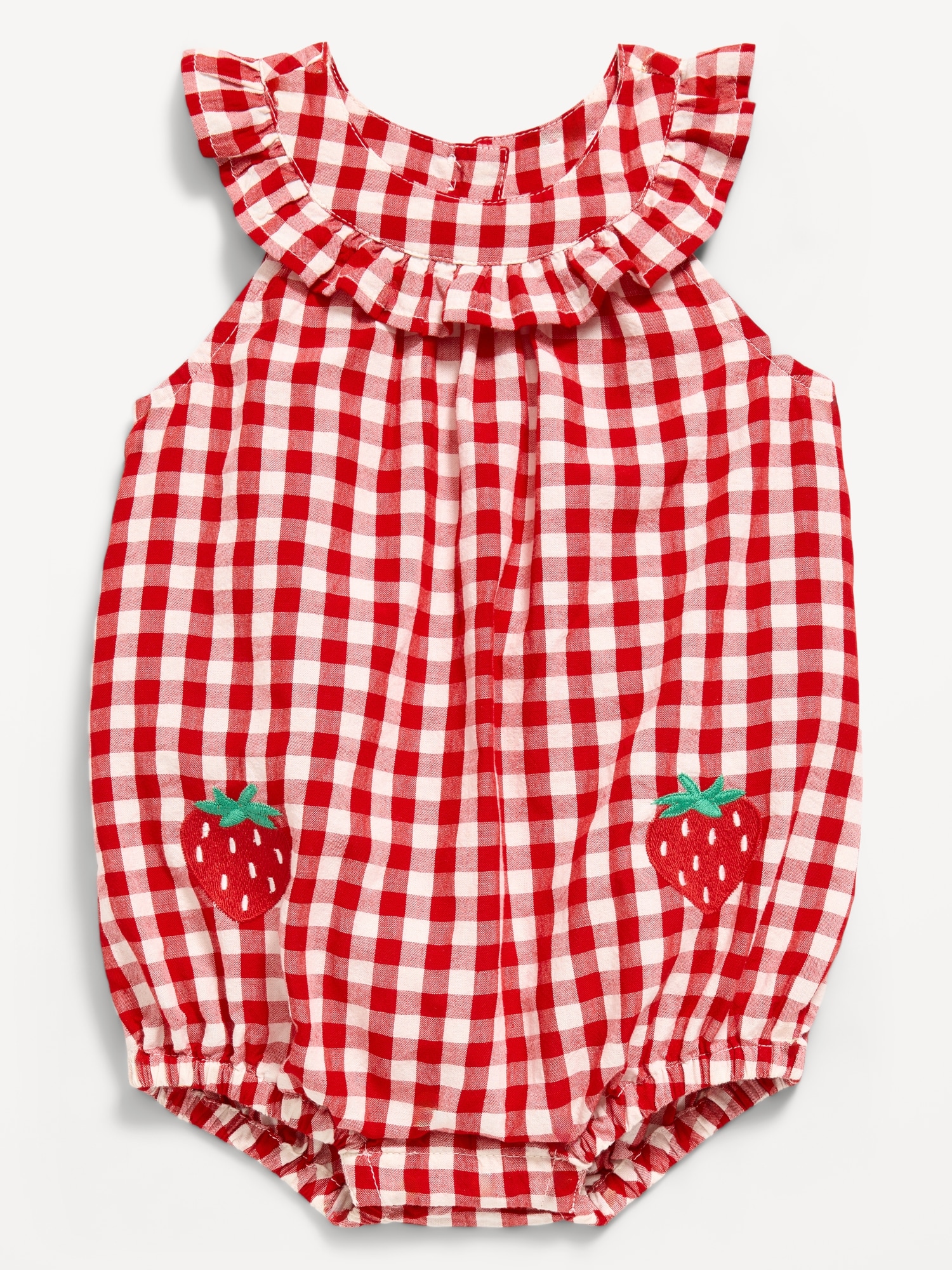 Printed Sleeveless Ruffled Collared Romper for Baby