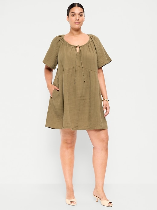 Image number 3 showing, Maternity Crinkle Gauze Flutter-Sleeve Mini Swing Dress
