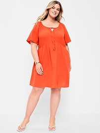 Image number 3 showing, Maternity Crinkle Gauze Flutter-Sleeve Mini Swing Dress
