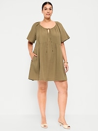 Image number 3 showing, Maternity Crinkle Gauze Flutter-Sleeve Mini Swing Dress