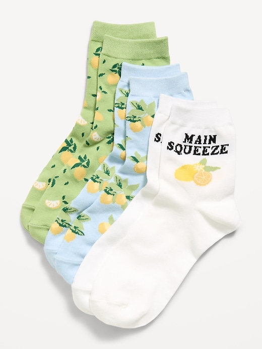 Image number 1 showing, Novelty Quarter Crew Socks 3-Pack for Women