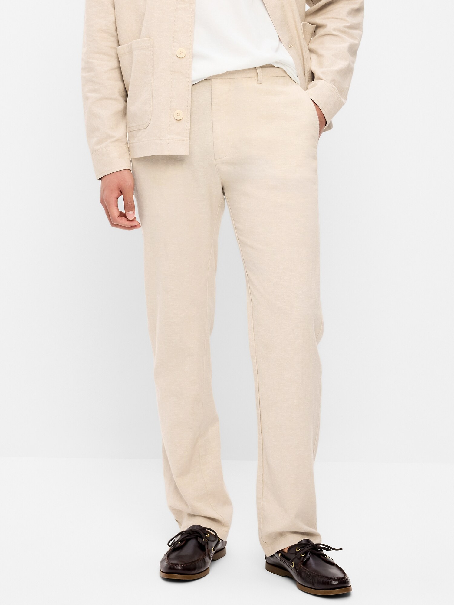 Мужские брюки Old Navy 90's Straight-Fit Linen-Blend Dress Pants, цвет: Серо-бежевый — фото 2