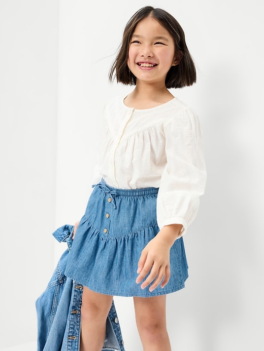 Image number 3 showing, Chambray Buttoned Skirt for Girls