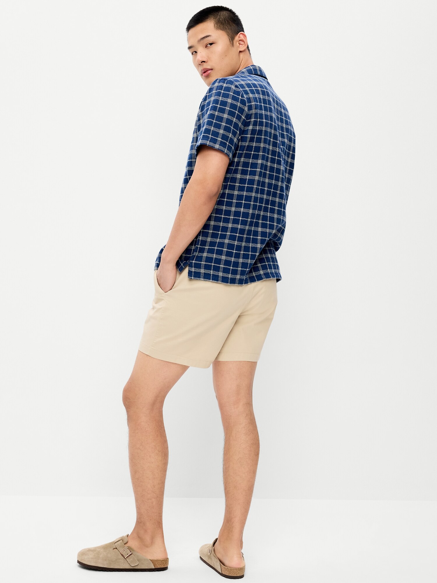 Мужские шорты Old Navy Twill Jogger Shorts -- 5-inch inseam, цвет: Серо-бежевый — фото 3