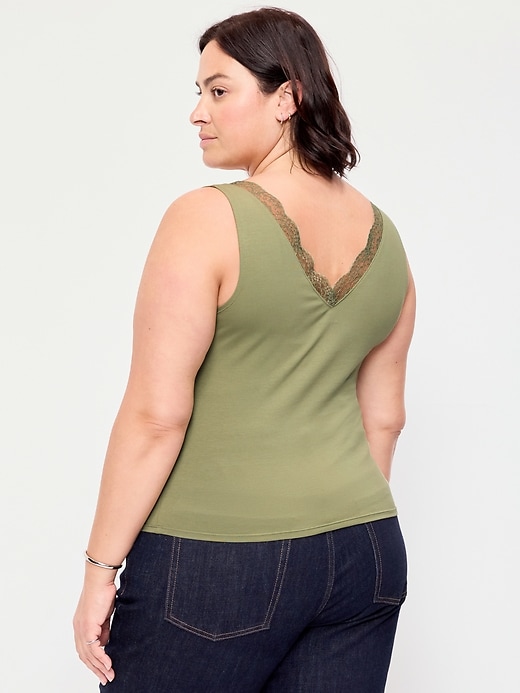 Image number 8 showing, Sleeveless Lace-Trim V-Neck Ribbed Top