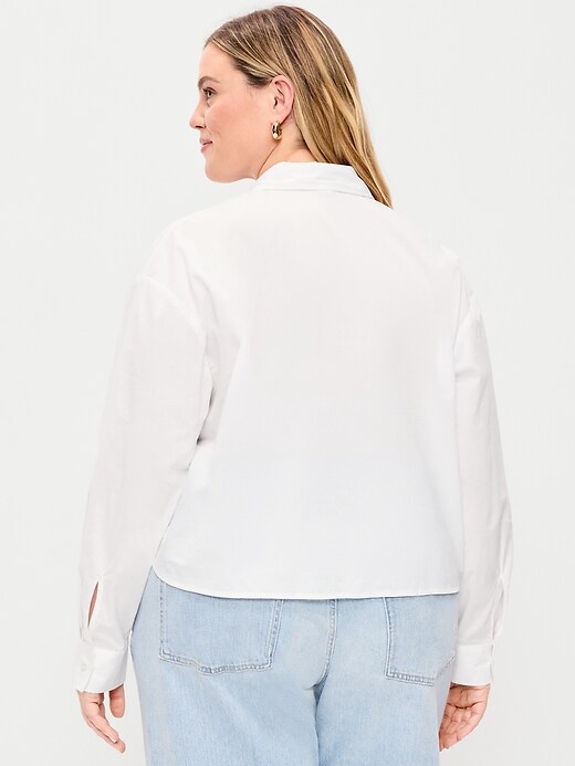 Image number 8 showing, Cropped Eyelet Button-Down Shirt