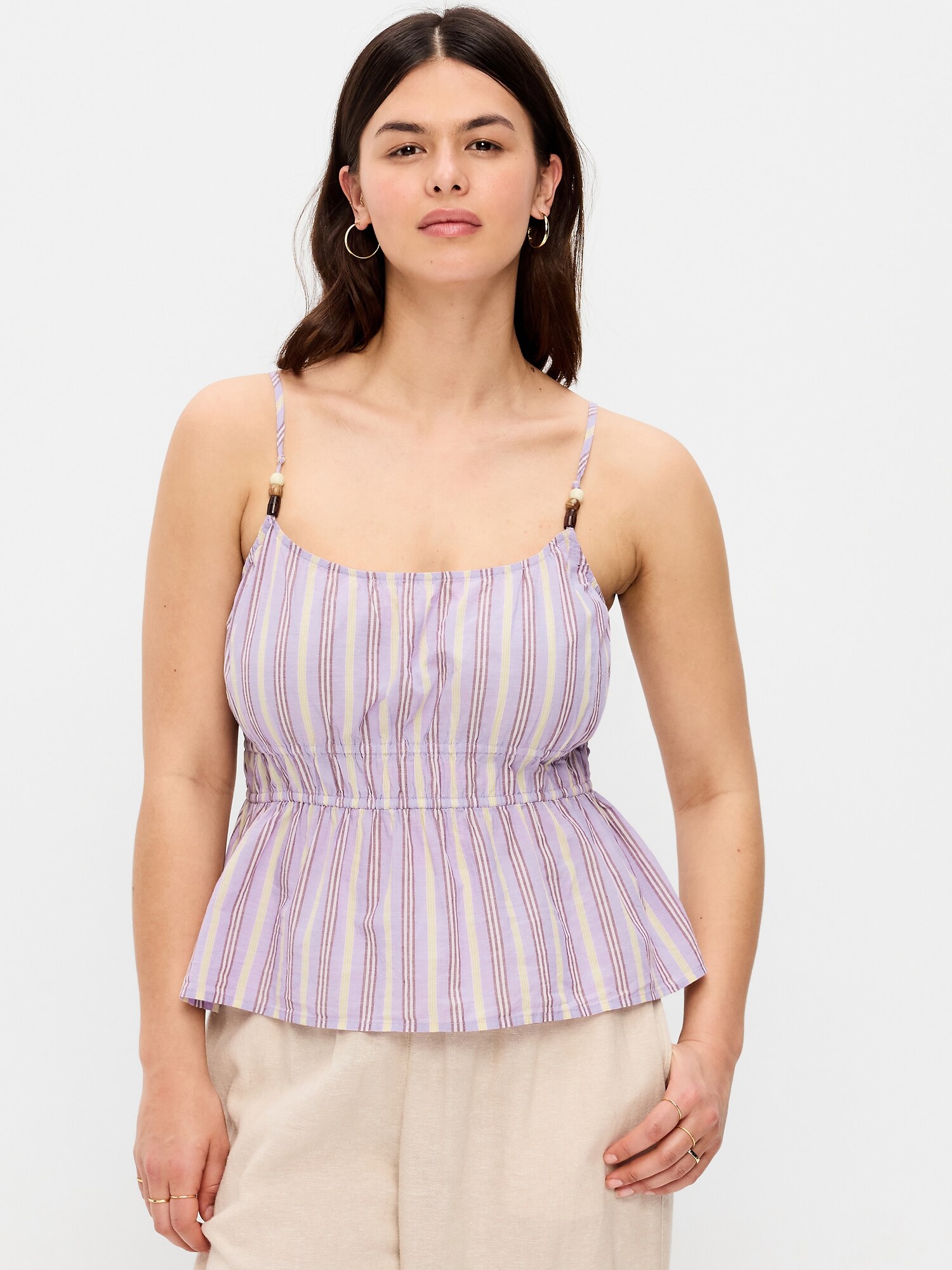 Женский топ Old Navy Fitted Smocked Tank Top, цвет: Фиолетовый полосатый — фото 5