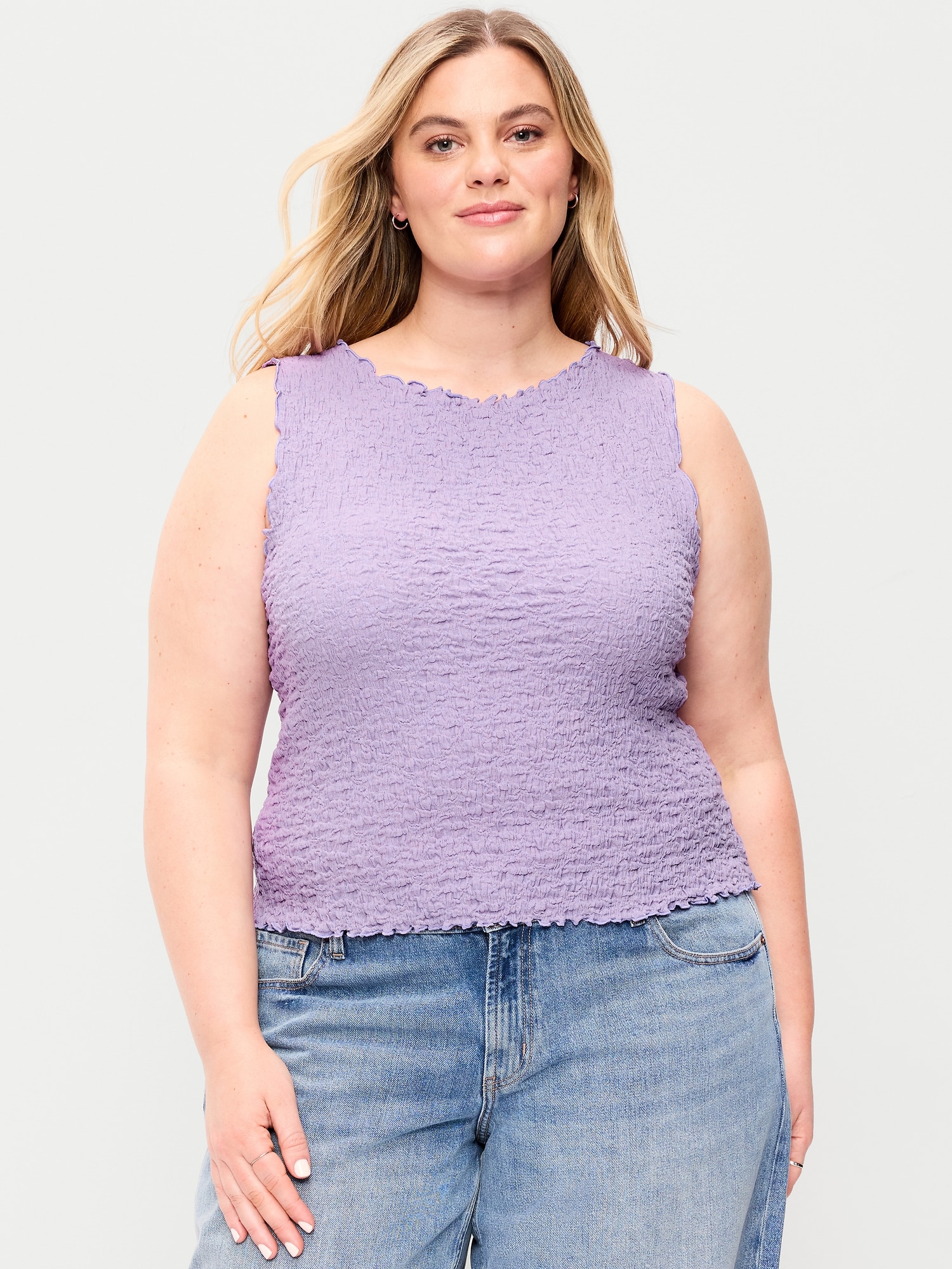 Sleeveless Smocked Tank Top