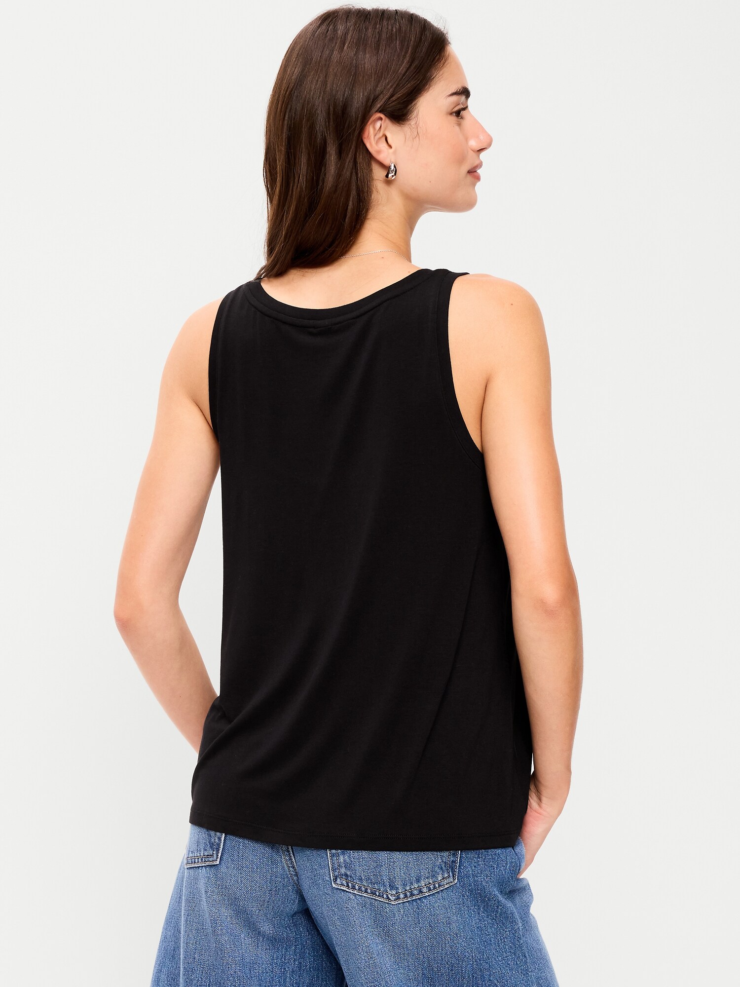 Женский топ Old Navy Luxe Scoop-Neck Tank Top, цвет: Чёрный — фото 2