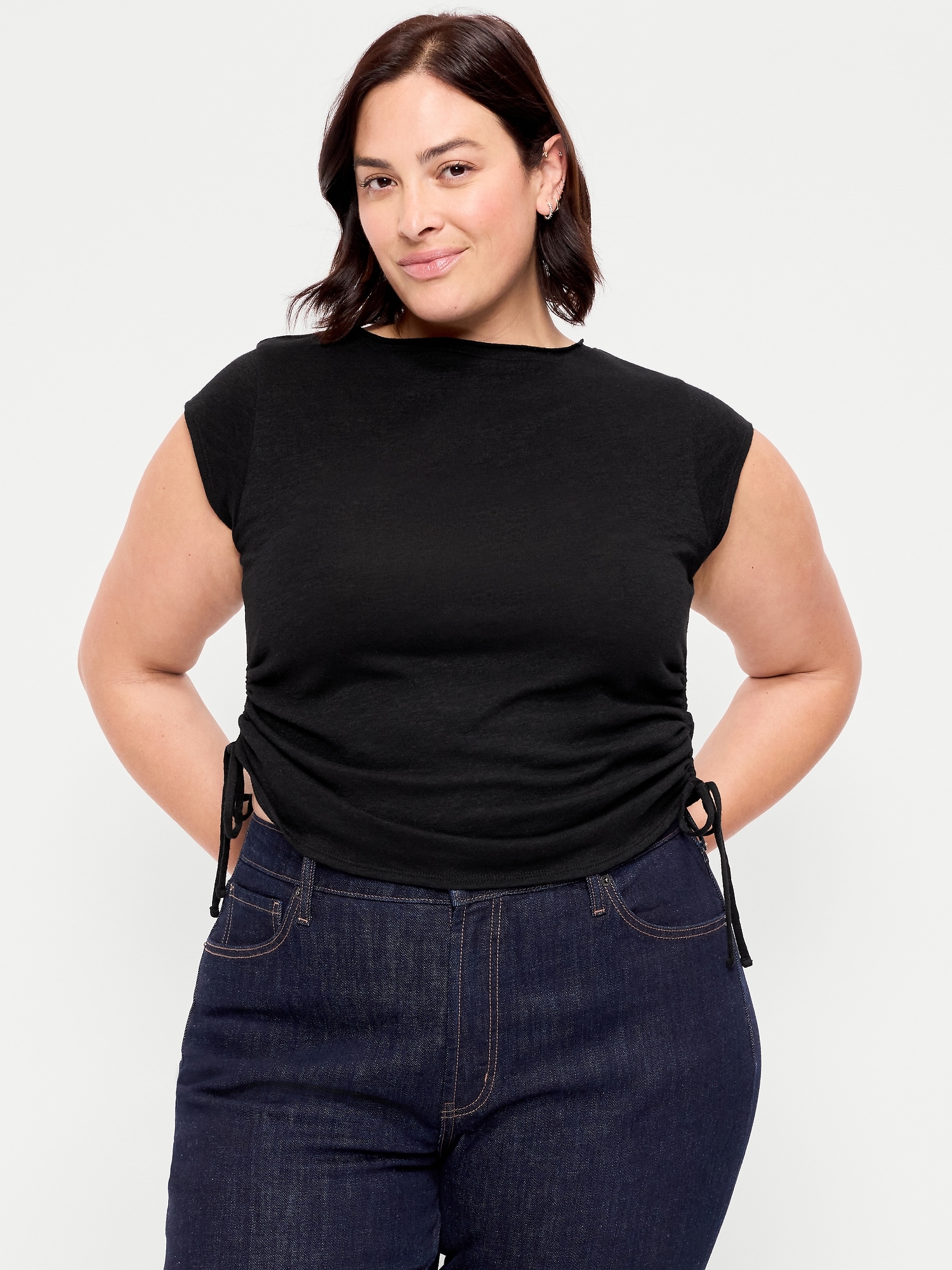 Image number 8 showing, Cap-Sleeve Shirred Side Top