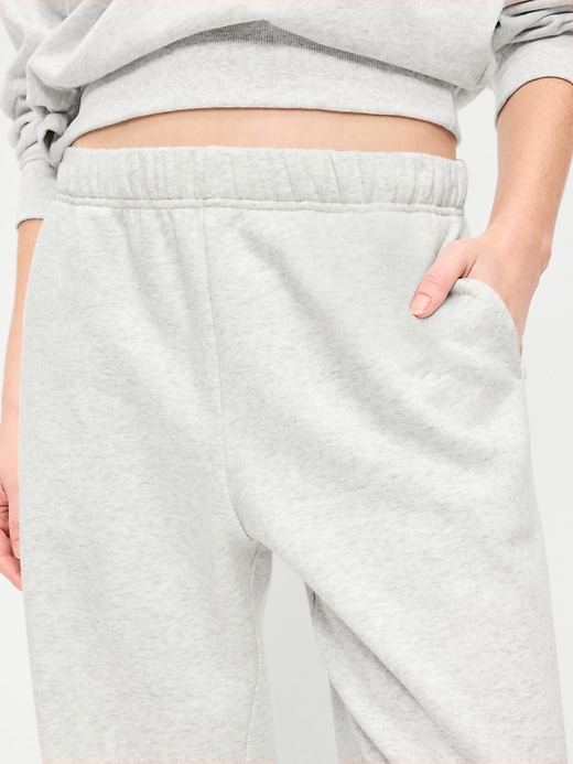 Image number 3 showing, High-Waisted Fleece Wide-Leg Sweatpants