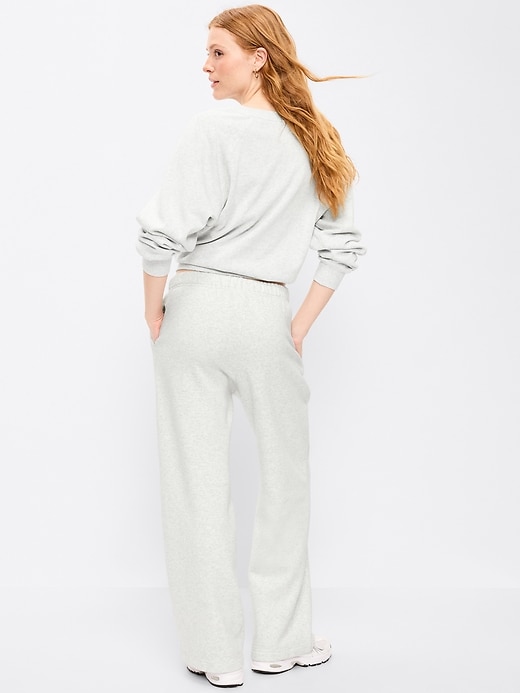 Image number 2 showing, High-Waisted Fleece Wide-Leg Sweatpants