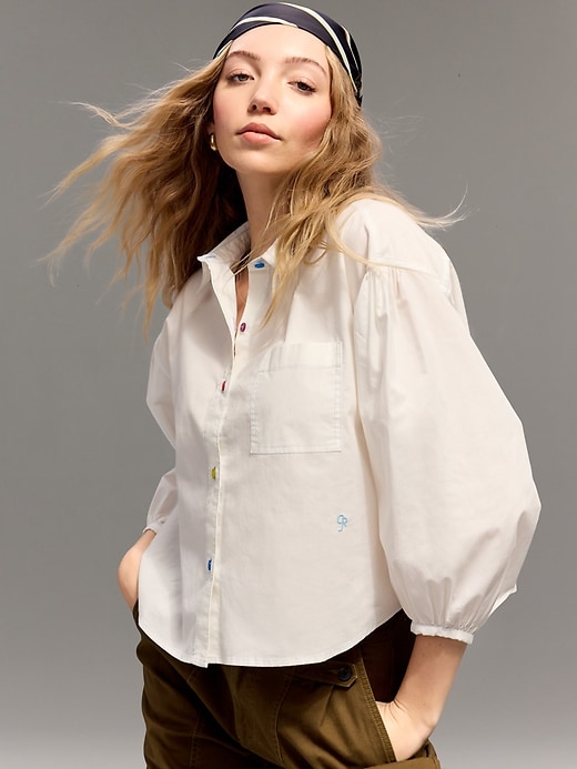 Image number 1 showing, Old Navy x Christopher John Rogers Oversized Button-Down Poplin Shirt