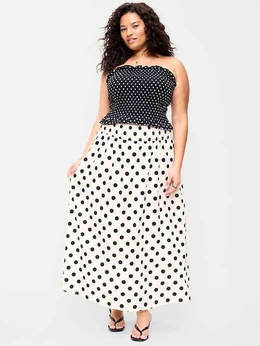 Image number 7 showing, Twill Smocked-Waist Maxi Skirt