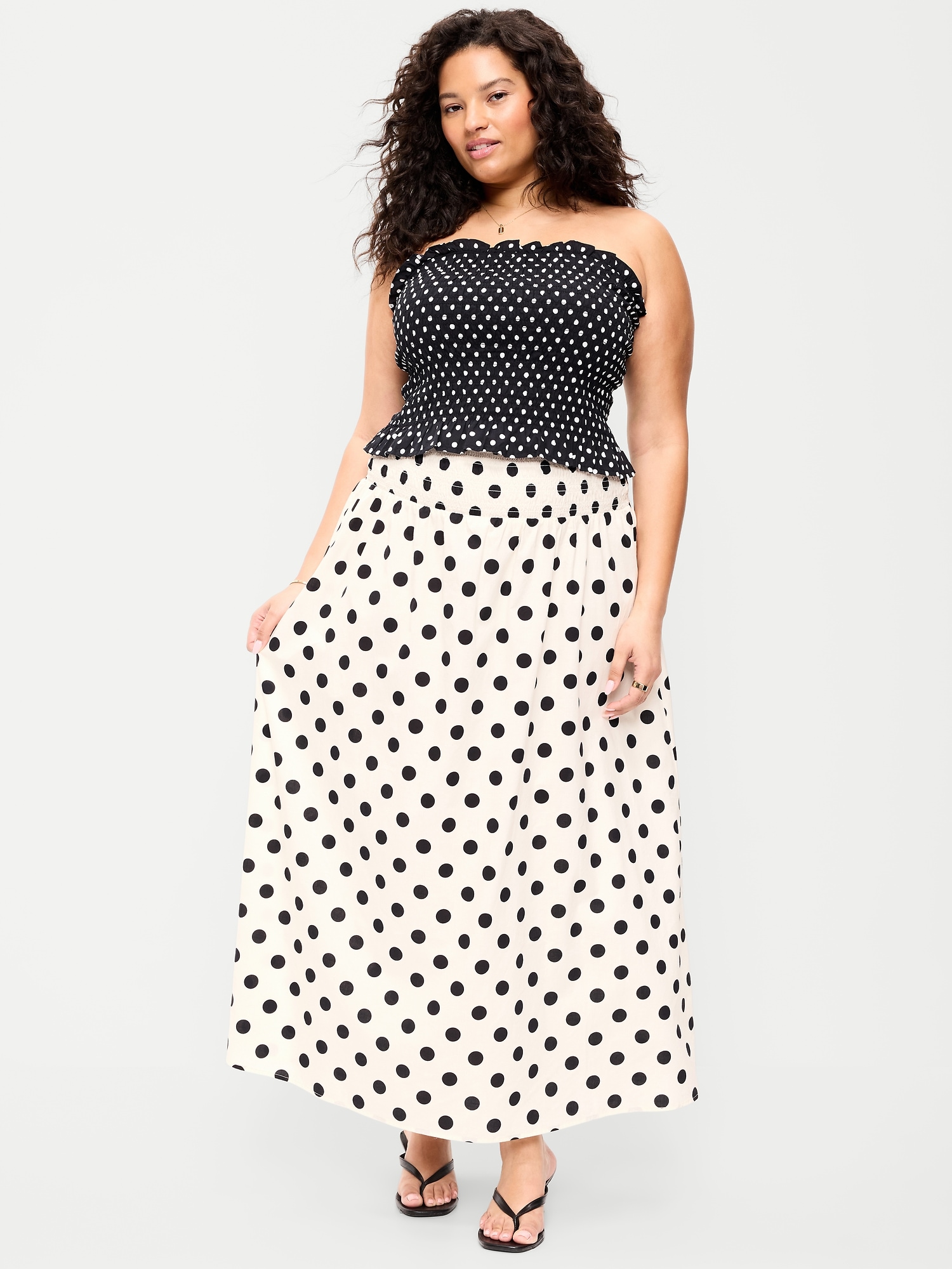 Twill Smocked-Waist Maxi Skirt