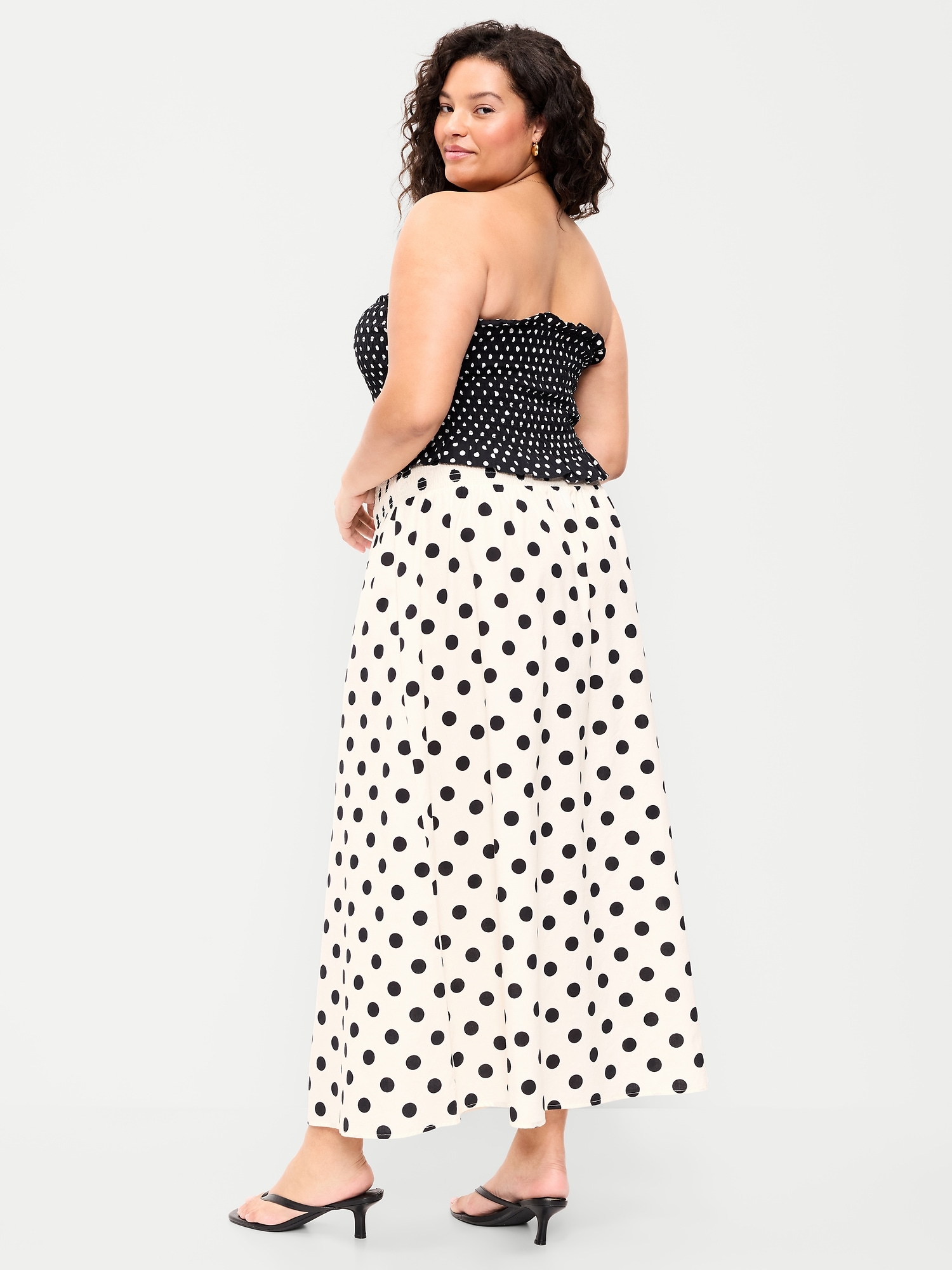 Twill Smocked-Waist Maxi Skirt