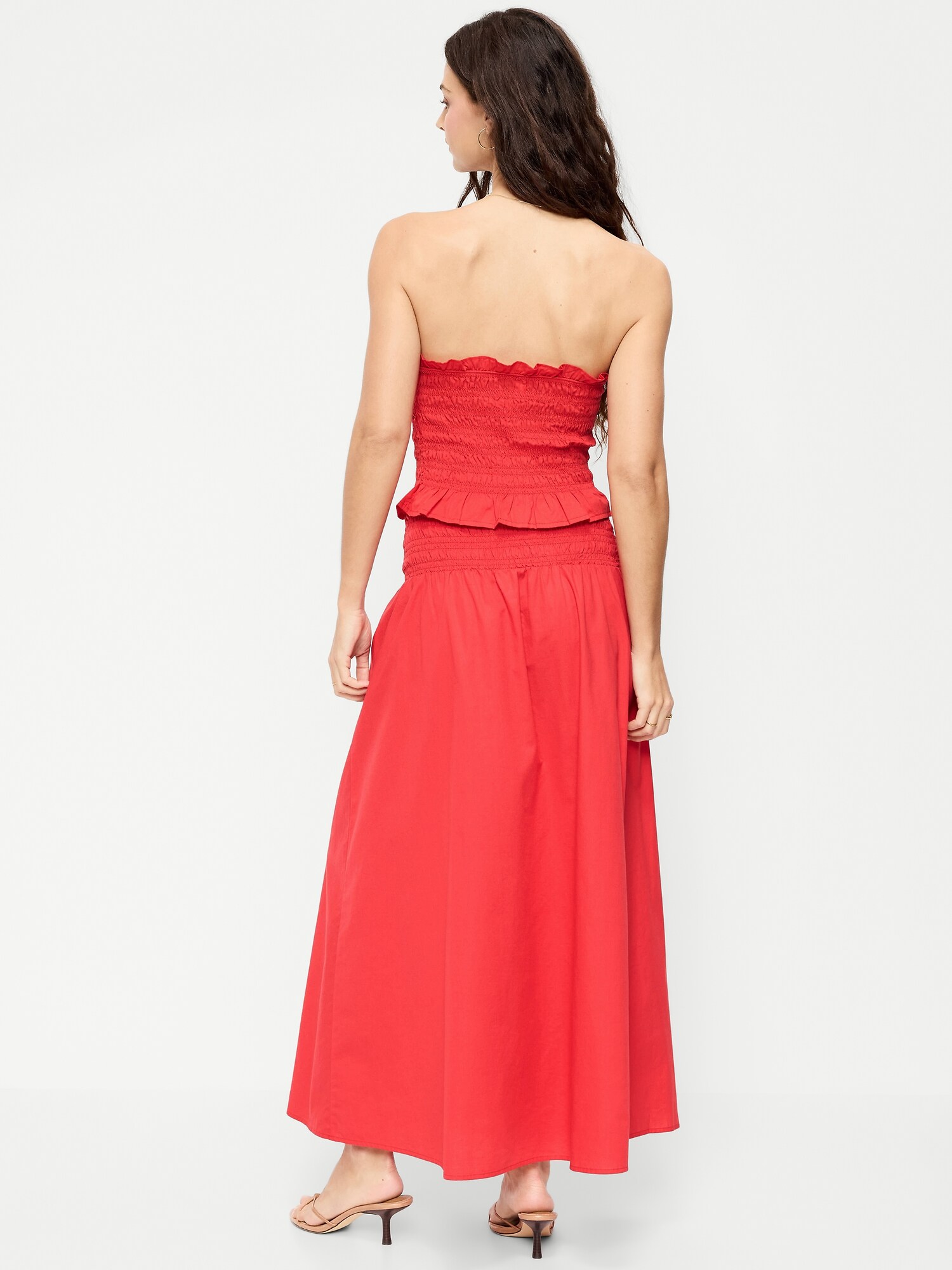 Женская юбка Old Navy Twill Smocked-Waist Maxi, цвет: Красный — фото 3