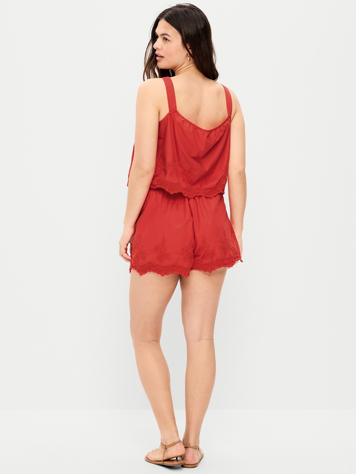 Женские шорты Old Navy High-Waisted Lace-Trim, цвет: Оранжевый — фото 6