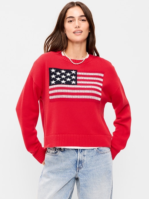 Image number 1 showing, Long-Sleeve Flag Sweater