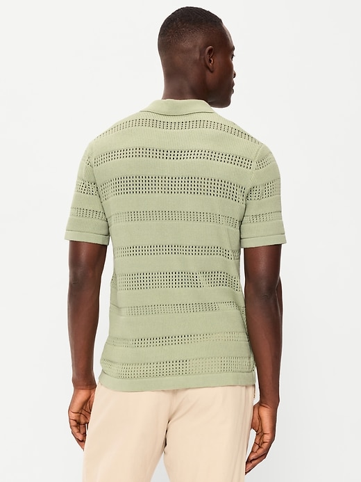 Image number 2 showing, Short-Sleeve Open-Knit Sweater Shirt