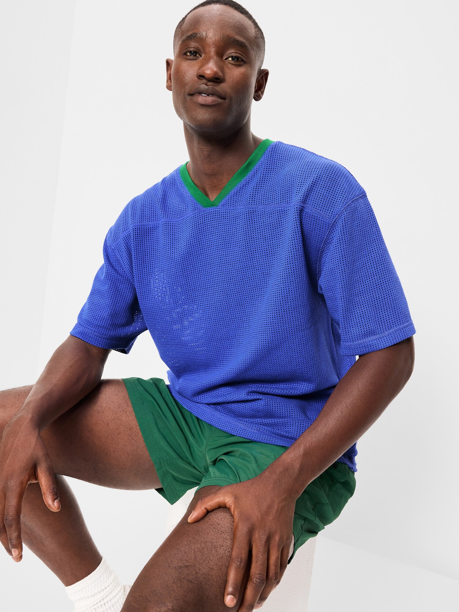 Мужская футболка Old Navy Football-Style Knit, цвет: Синий — фото 3