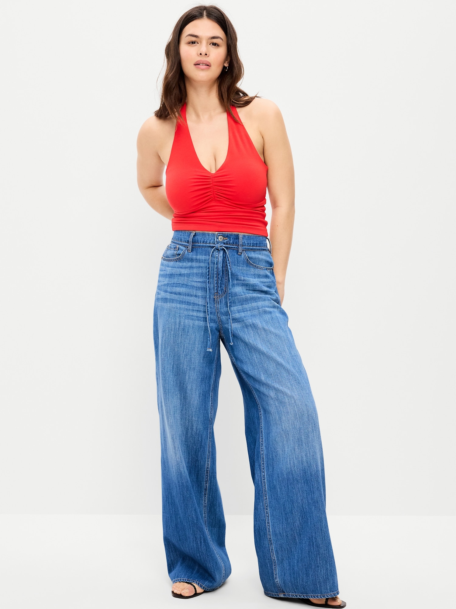 High-Waisted Drapey Wide-Leg Jeans