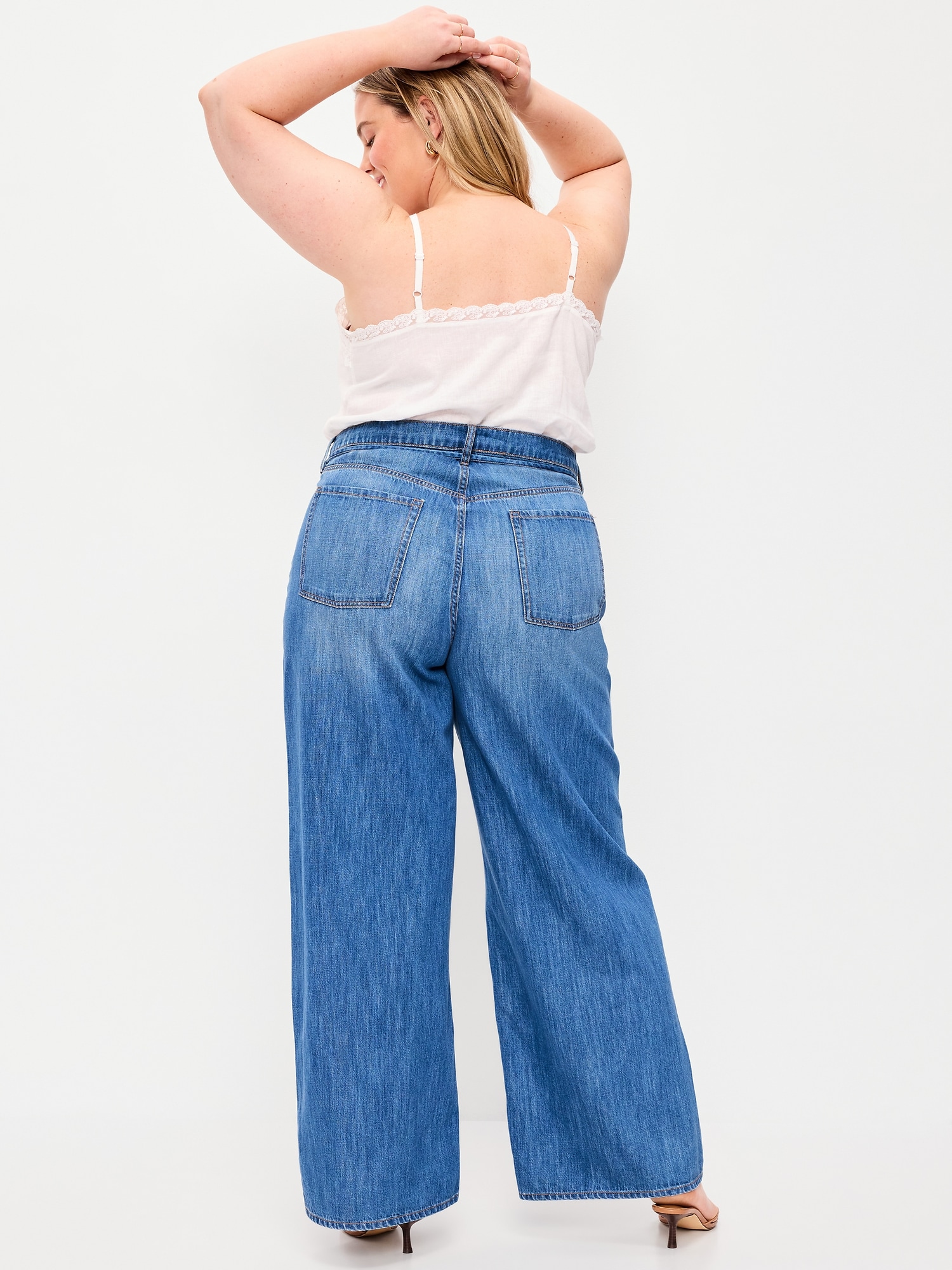 High-Waisted Drapey Wide-Leg Jeans