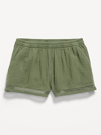 Image number 1 showing, Double-Weave Crochet-Trim Shorts for Girls