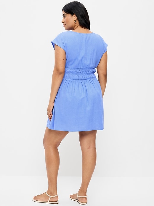 Image number 8 showing, Smocked-Bodice Fit & Flare Mini Dress