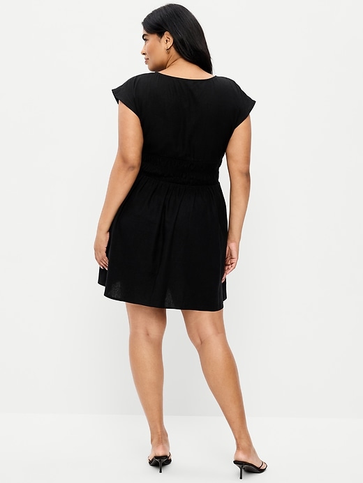 Image number 8 showing, Smocked-Bodice Fit & Flare Mini Dress