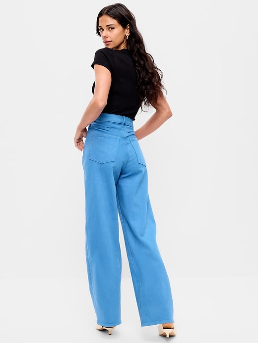 Image number 3 showing, Old Navy x The Devil Wears Prada Extra High-Waisted Cerulean Wide-Leg Jeans