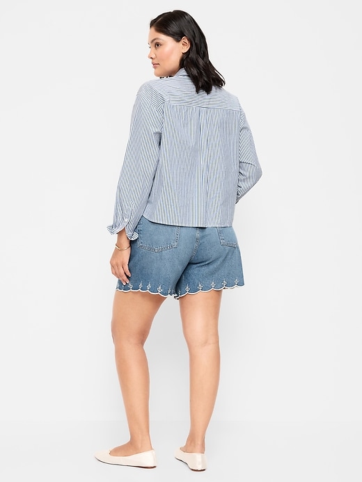 Image number 8 showing, High-Waisted Baggy Jean Shorts -- 5-inch inseam