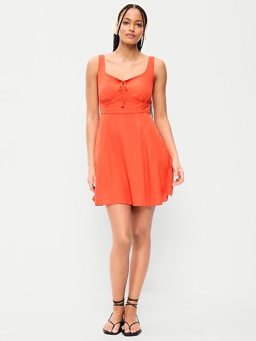 Image number 1 showing, Fit & Flare Linen Mini Dress