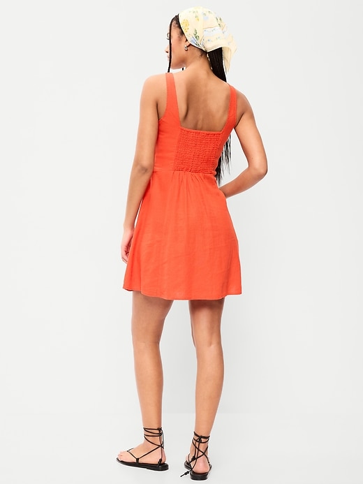 Image number 2 showing, Fit & Flare Linen Mini Dress