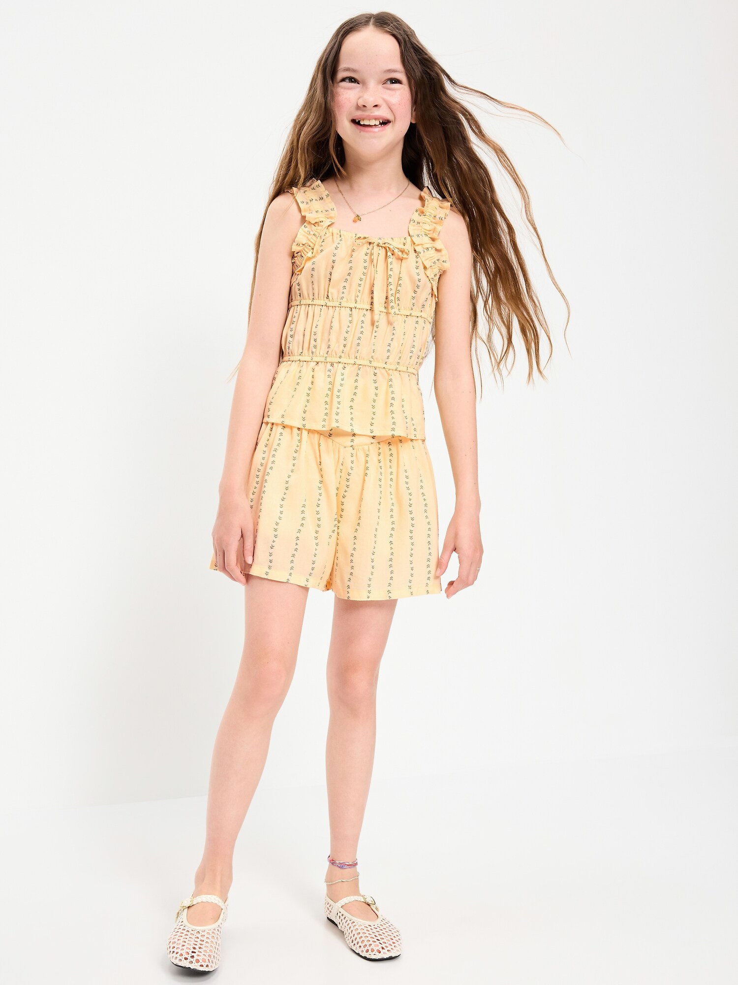 Шорты Old Navy Printed Pull-On Shorts для девочек, цвет: Жёлтый с принтом — фото 3