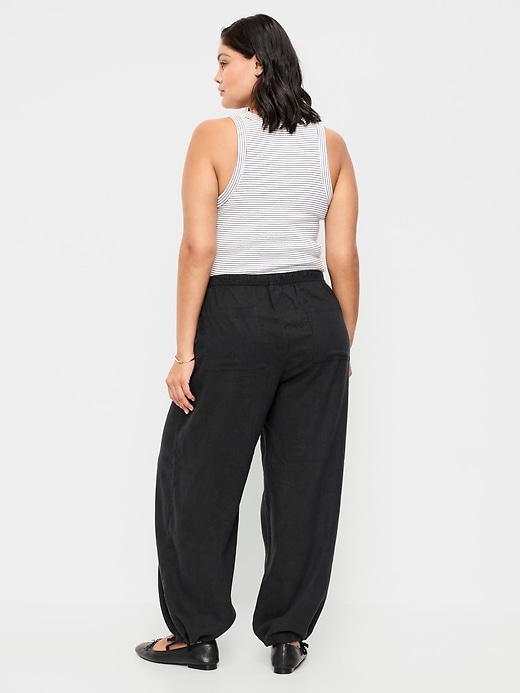 Image number 9 showing, Mid-Rise Linen-Blend Cinched-Ankle Pants