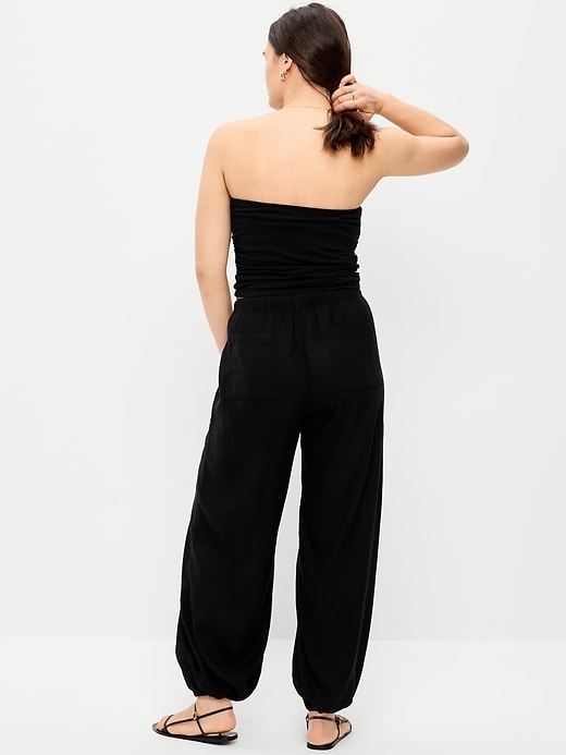 Image number 7 showing, Mid-Rise Linen-Blend Cinched-Ankle Pants