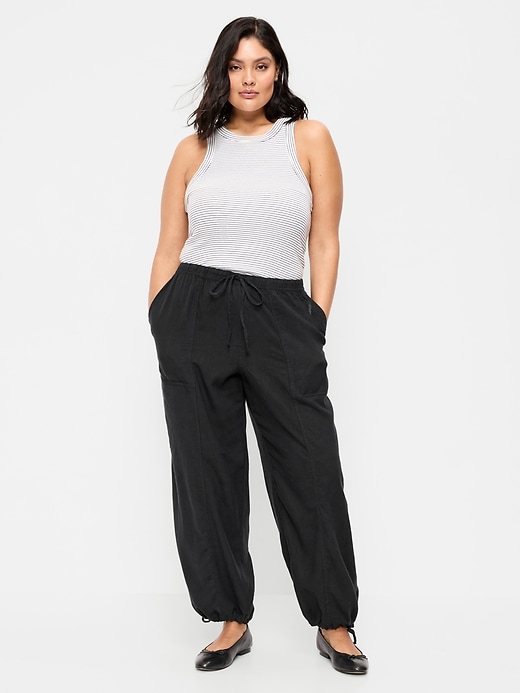 Image number 8 showing, Mid-Rise Linen-Blend Cinched-Ankle Pants