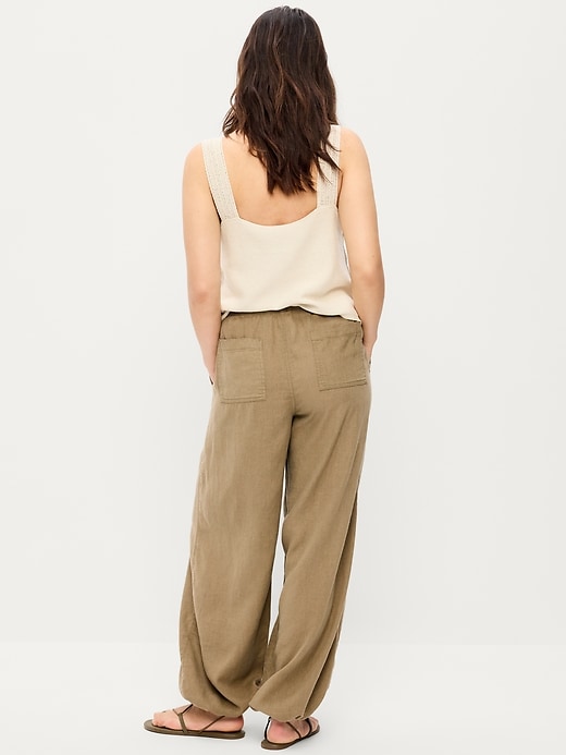 Image number 8 showing, Mid-Rise Linen-Blend Cinched-Ankle Pants