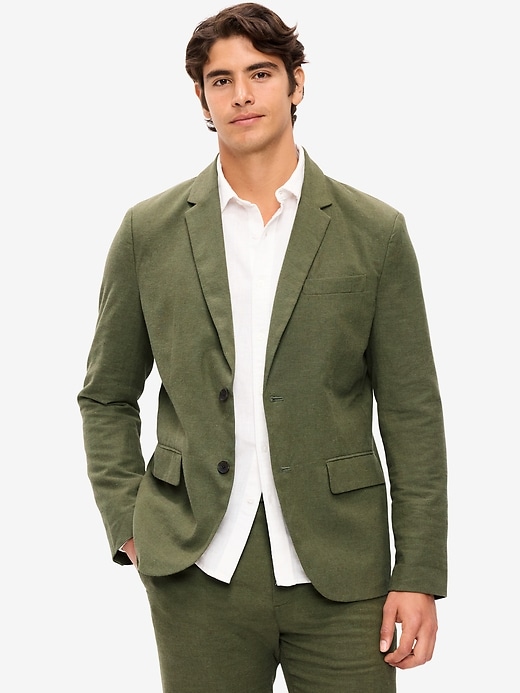 Image number 1 showing, Relaxed Unlined Linen-Blend Blazer