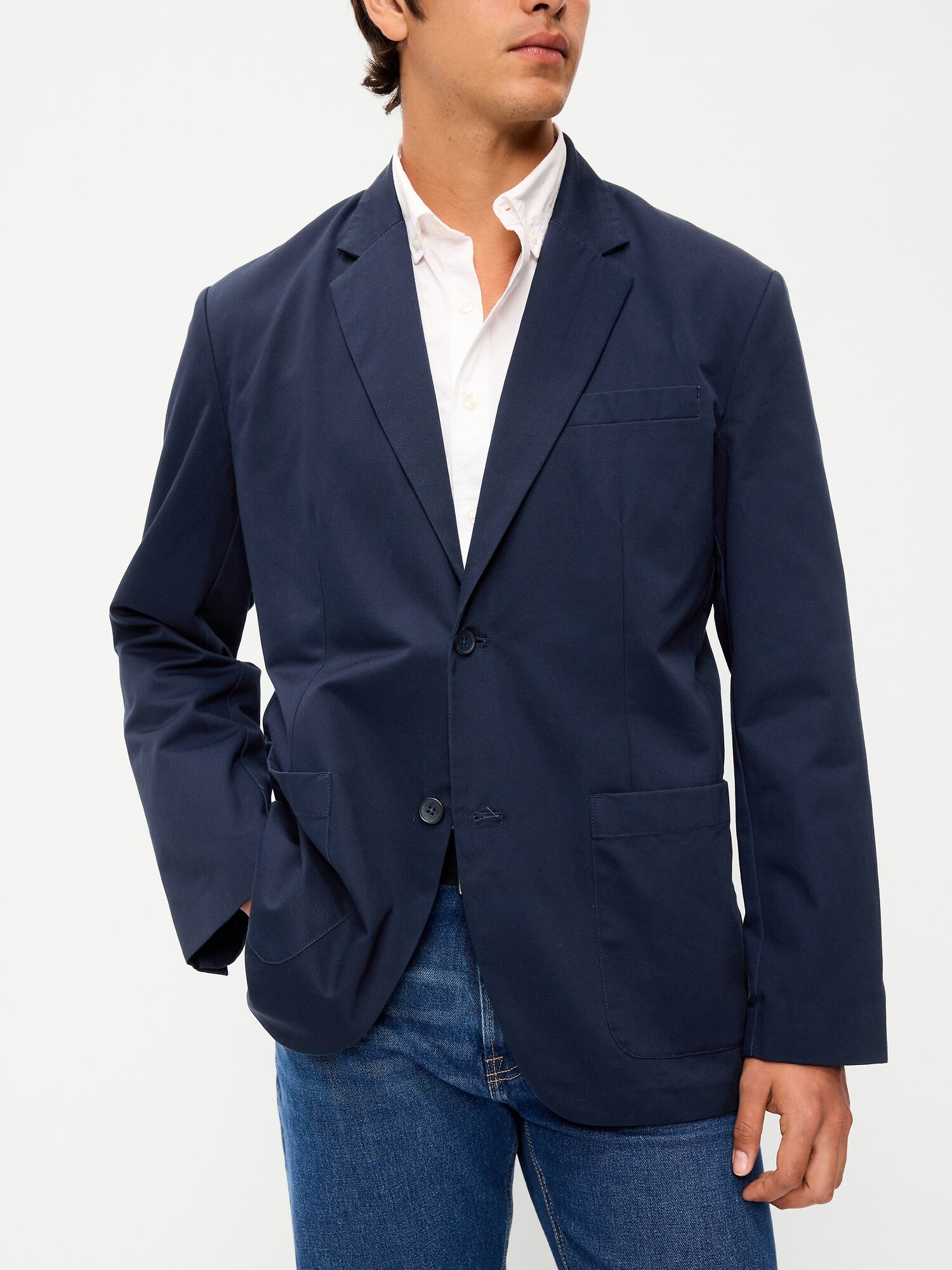 Мужской пиджак Old Navy Oversized Twill Blazer, цвет: Тёмно-синий — фото 4