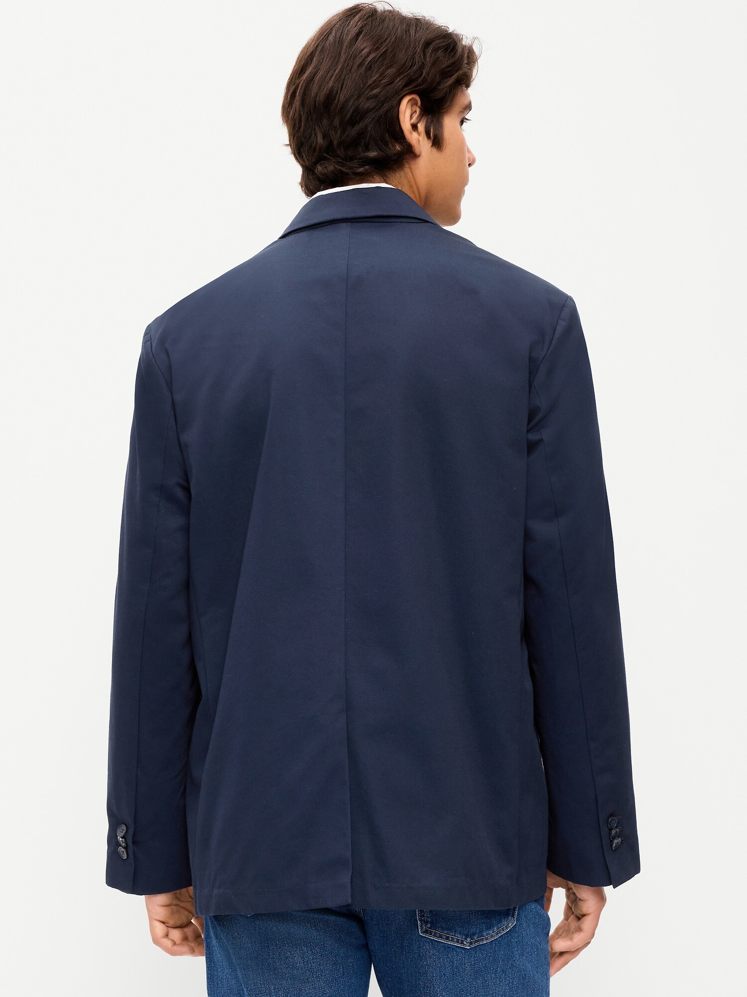 Мужской пиджак Old Navy Oversized Twill Blazer, цвет: Тёмно-синий — фото 2