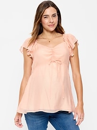 Image number 1 showing, Maternity Ruffle-Sleeve Top