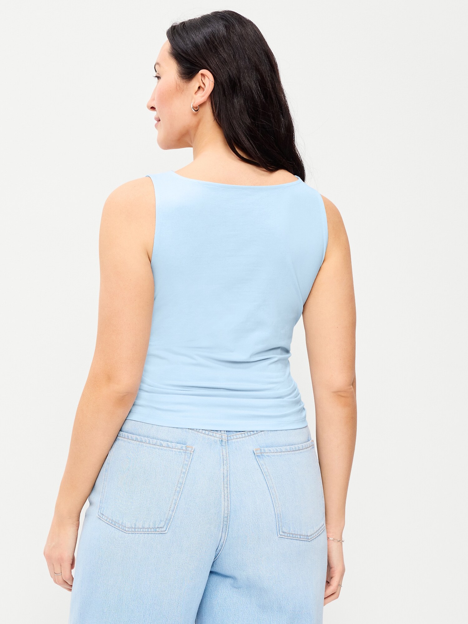 Женский топ Old Navy Asymmetrical Side-Cinch Tank Top, цвет: Небесно-голубой — фото 6