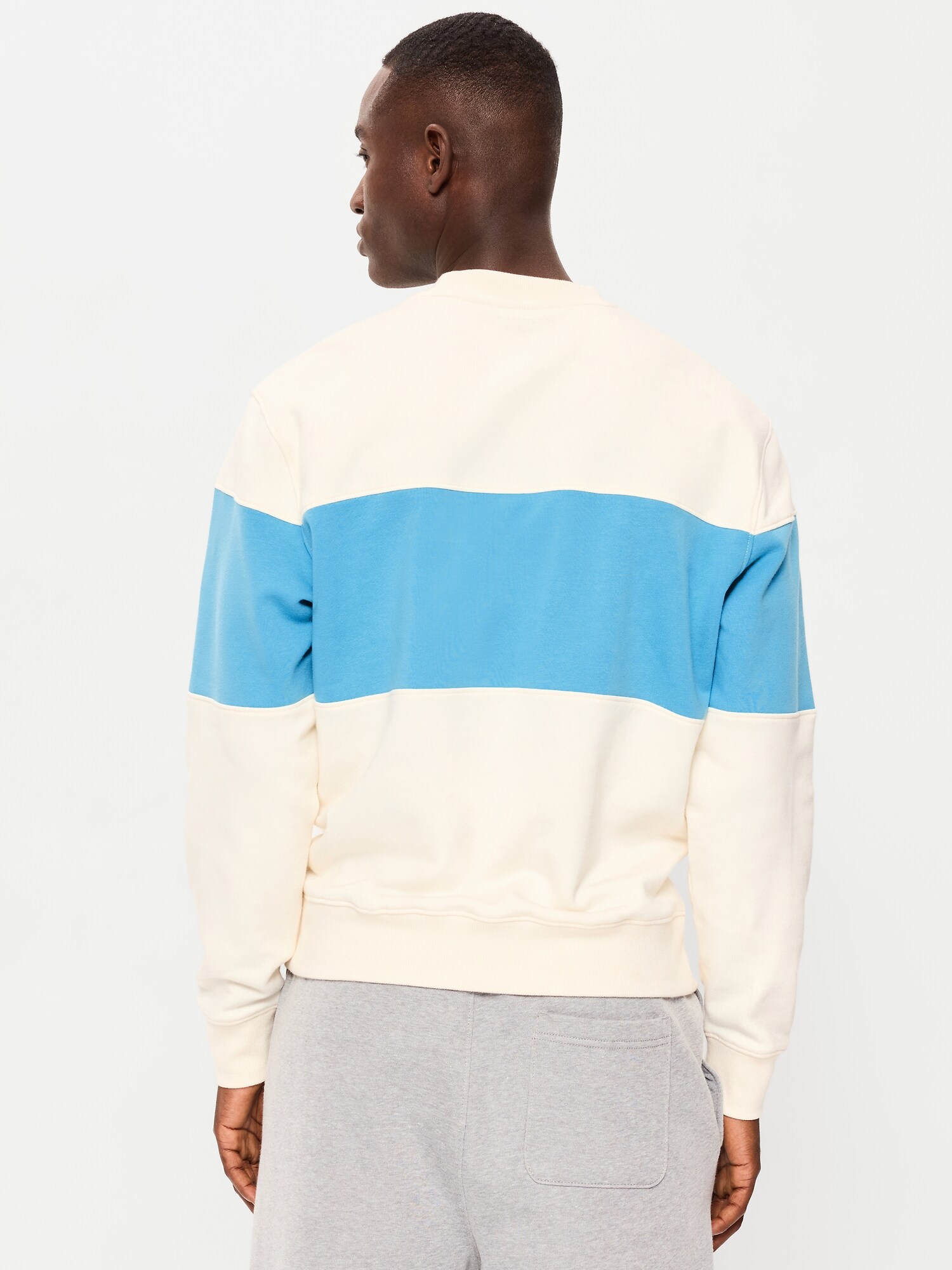 Мужской свитшот Old Navy Loose Color-Block Crew-Neck, цвет: Creme De La Creme — фото 2
